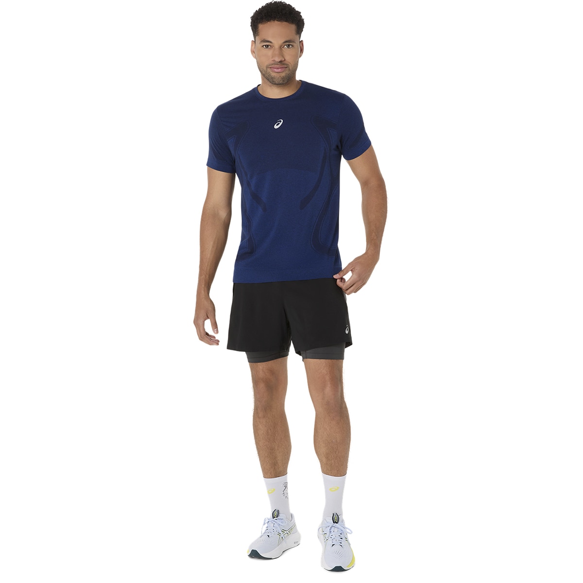 T-shirt de Running de Homem Road Seamless SS Top Azul-13