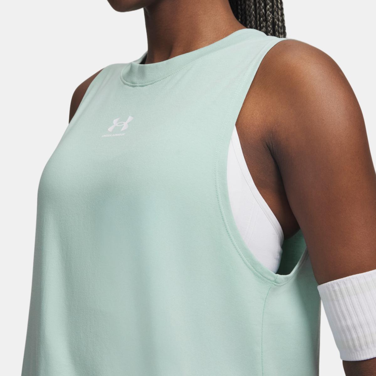 T-shirts de Mulher Casual UA Rival Muscle Tank Azul-esverdeado-3