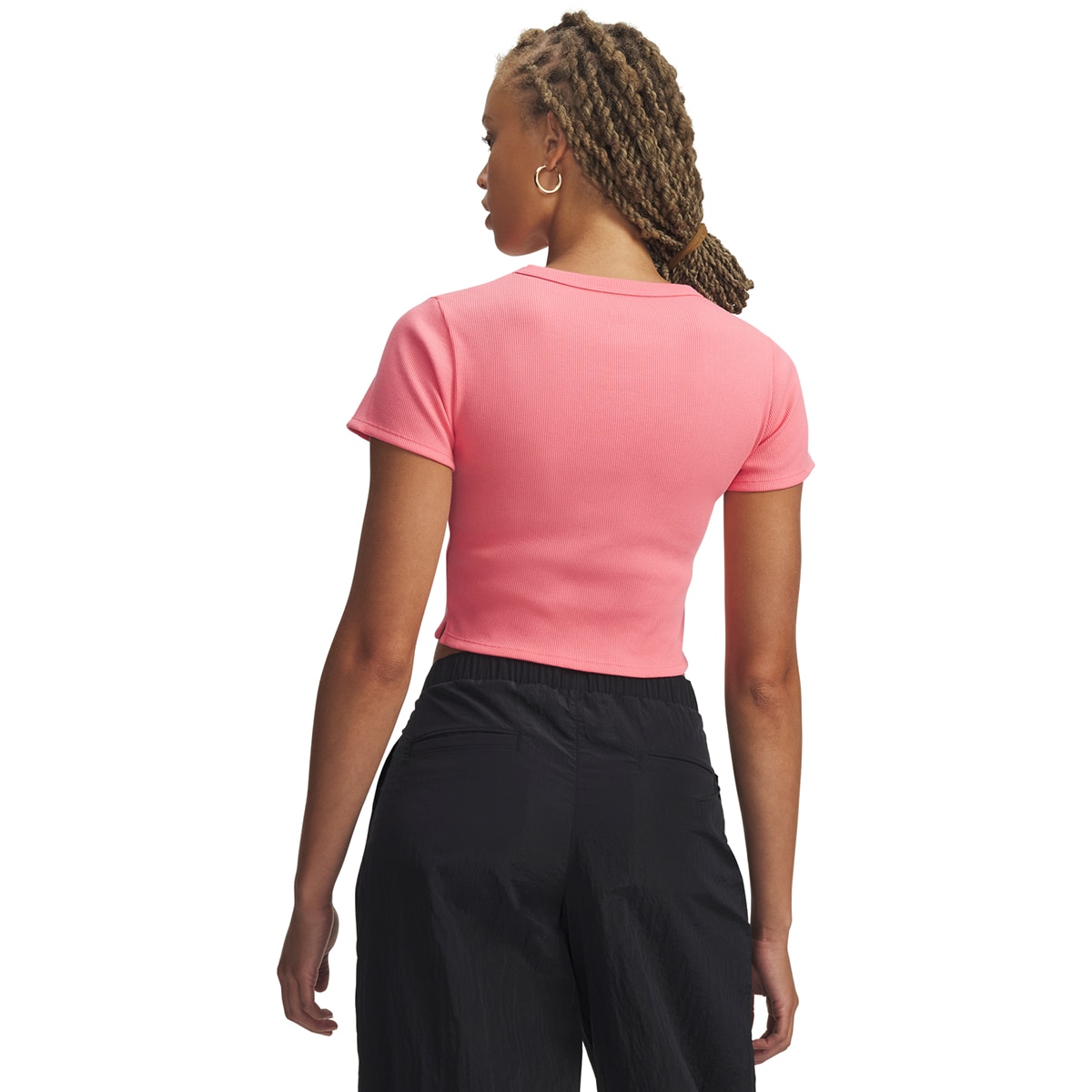 T-shirt Casual de Mulher UA Rival Rib Baby Tee Rosa-2