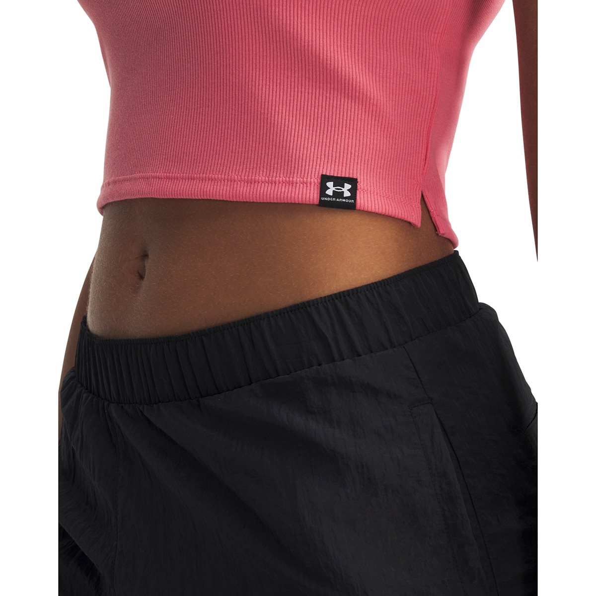 T-shirt Casual de Mulher UA Rival Rib Baby Tee Rosa-3