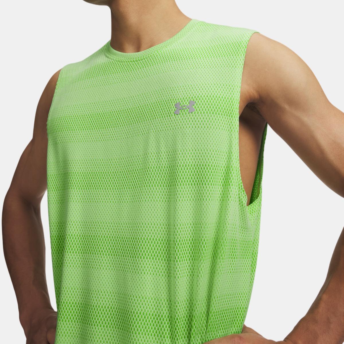 T-shirts de Homem Running UA Velociti Tank Verde Lima-3