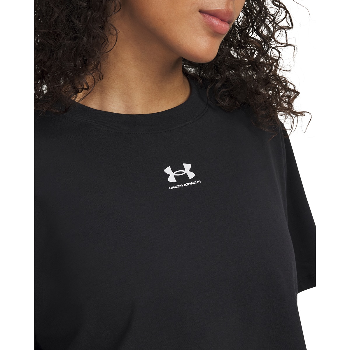T-shirt Casual de Mulher UA Rival Boxy Tee Solid Preto-3