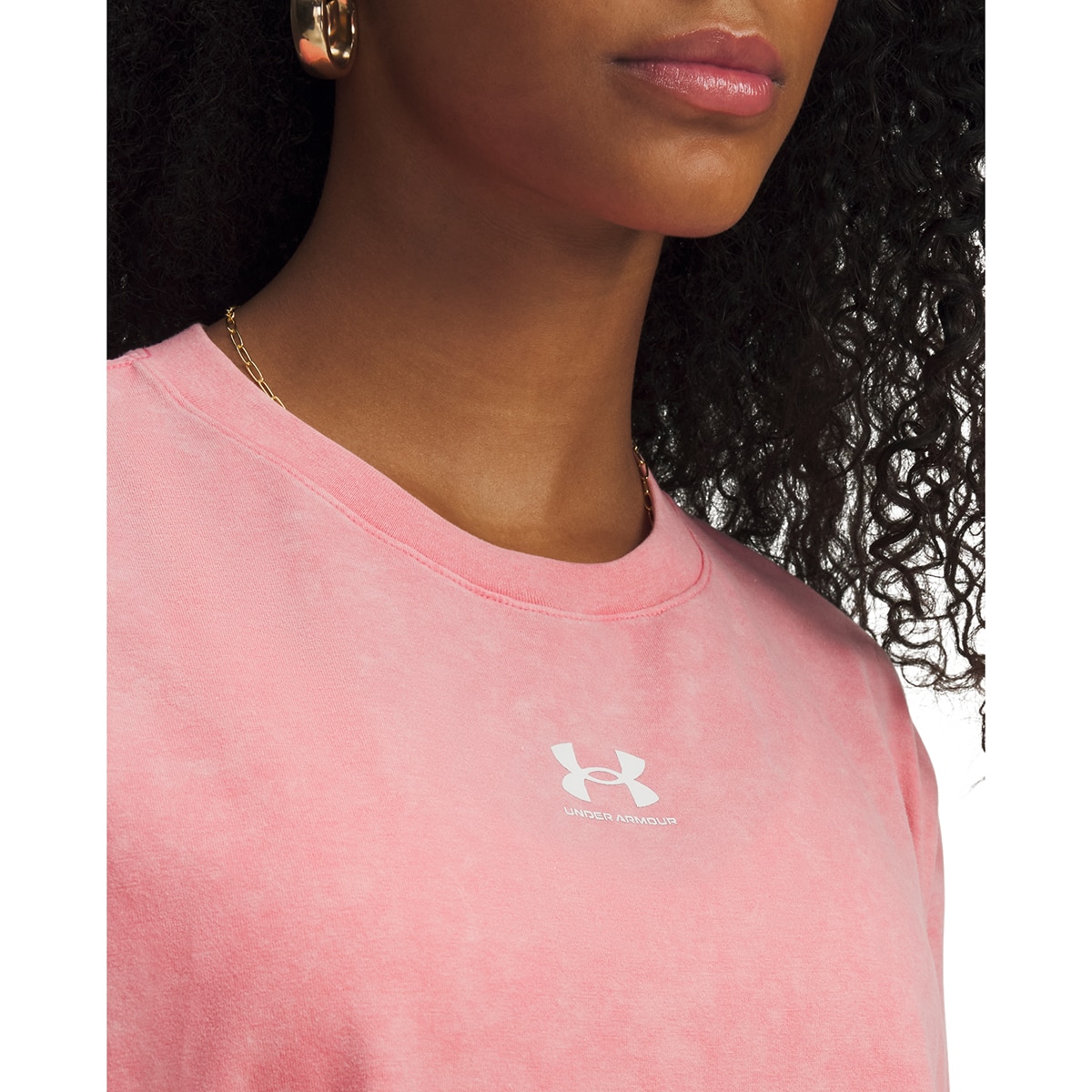 T-shirt Casual de Mulher UA Rival Boxy Tee Wash Rosa-3