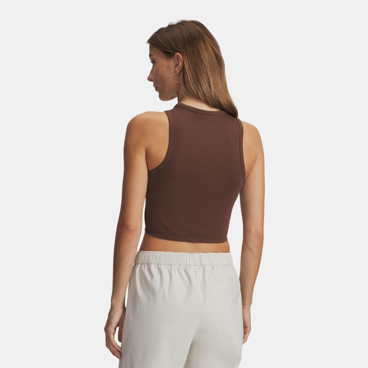 T-shirts de Mulher Casual Seamless Cotton Hand Tank Castanho-escuro-2