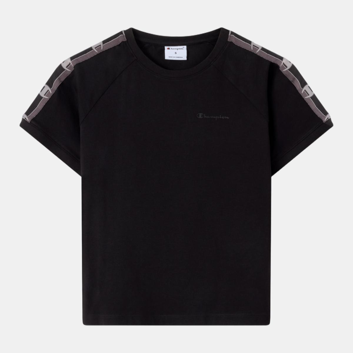 T-shirt de Manga Curta de Mulher Crewneck Preto-5