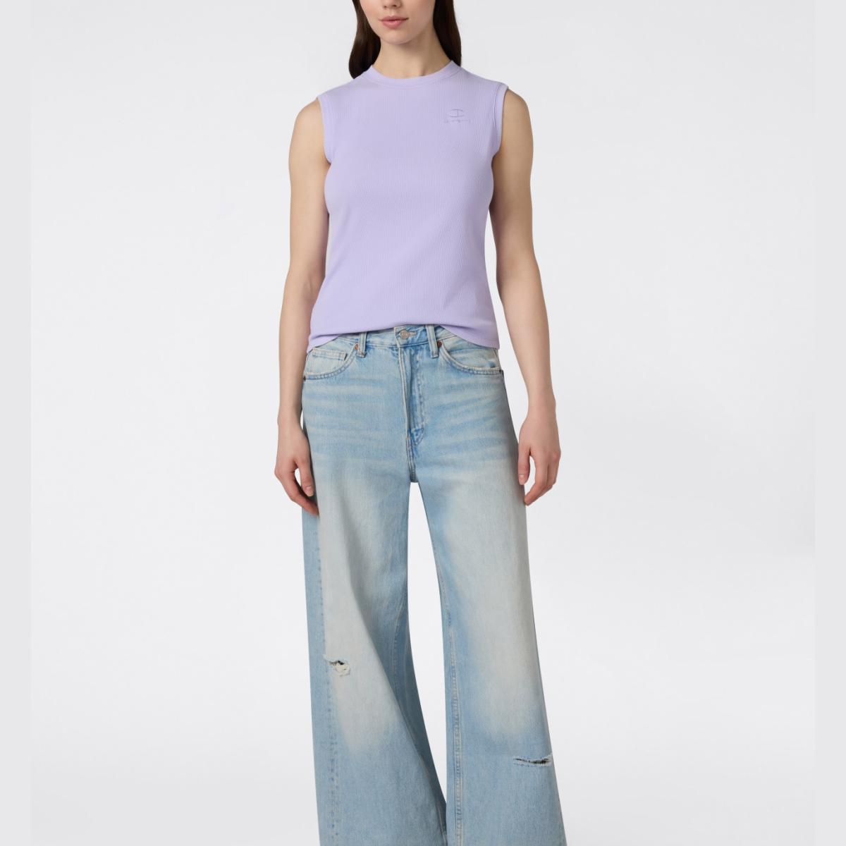 T-shirt sem Mangas de Mulher Tank Roxo-4