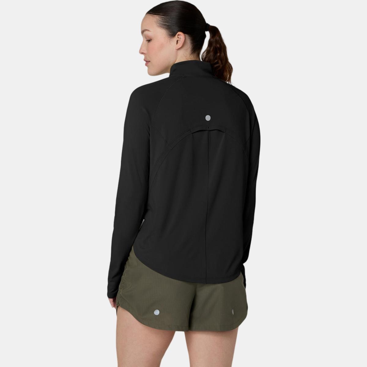 T-shirt de Mulher Nagino Run 1/4 ZIP LS Top Preto-2