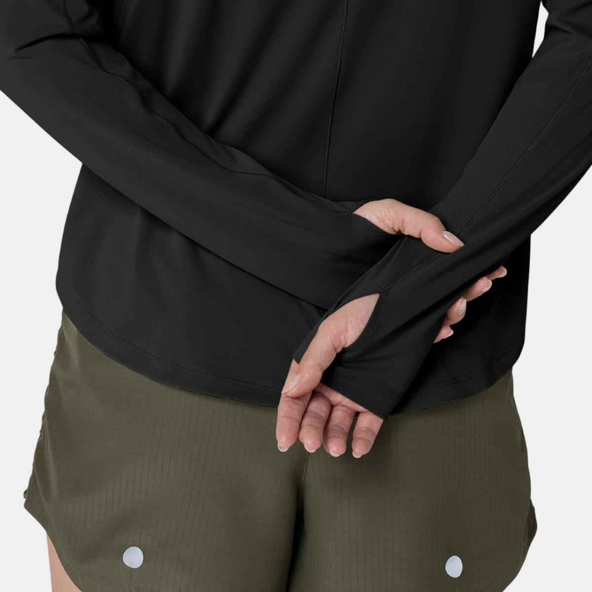 T-shirt de Mulher Nagino Run 1/4 ZIP LS Top Preto-5