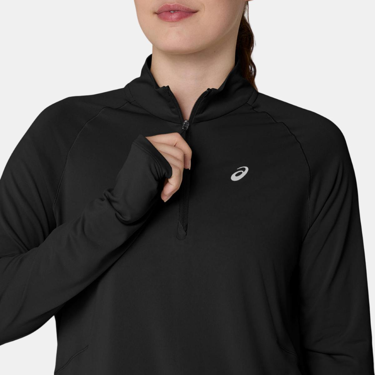 T-shirt de Mulher Nagino Run 1/4 ZIP LS Top Preto-7