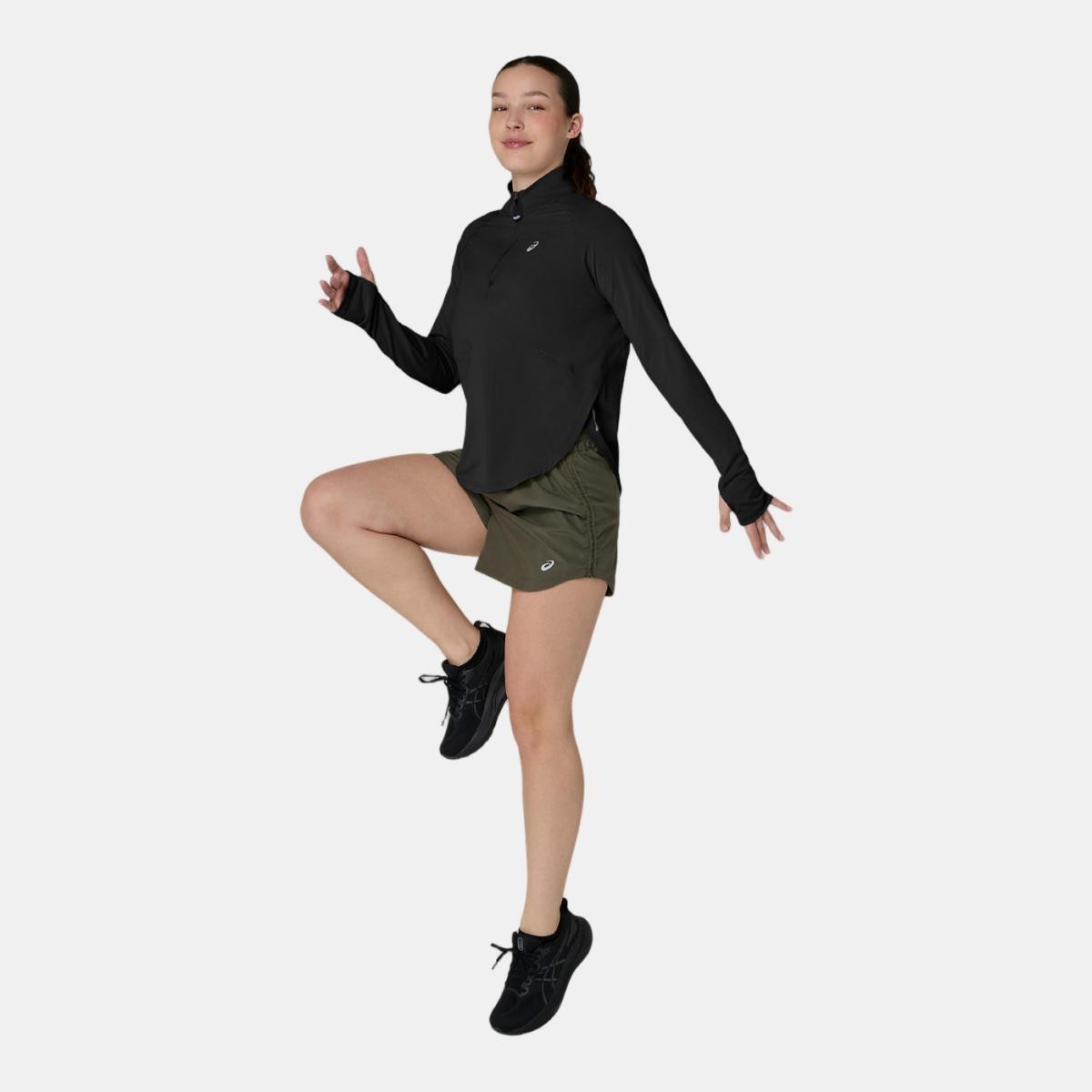 T-shirt de Mulher Nagino Run 1/4 ZIP LS Top Preto-9