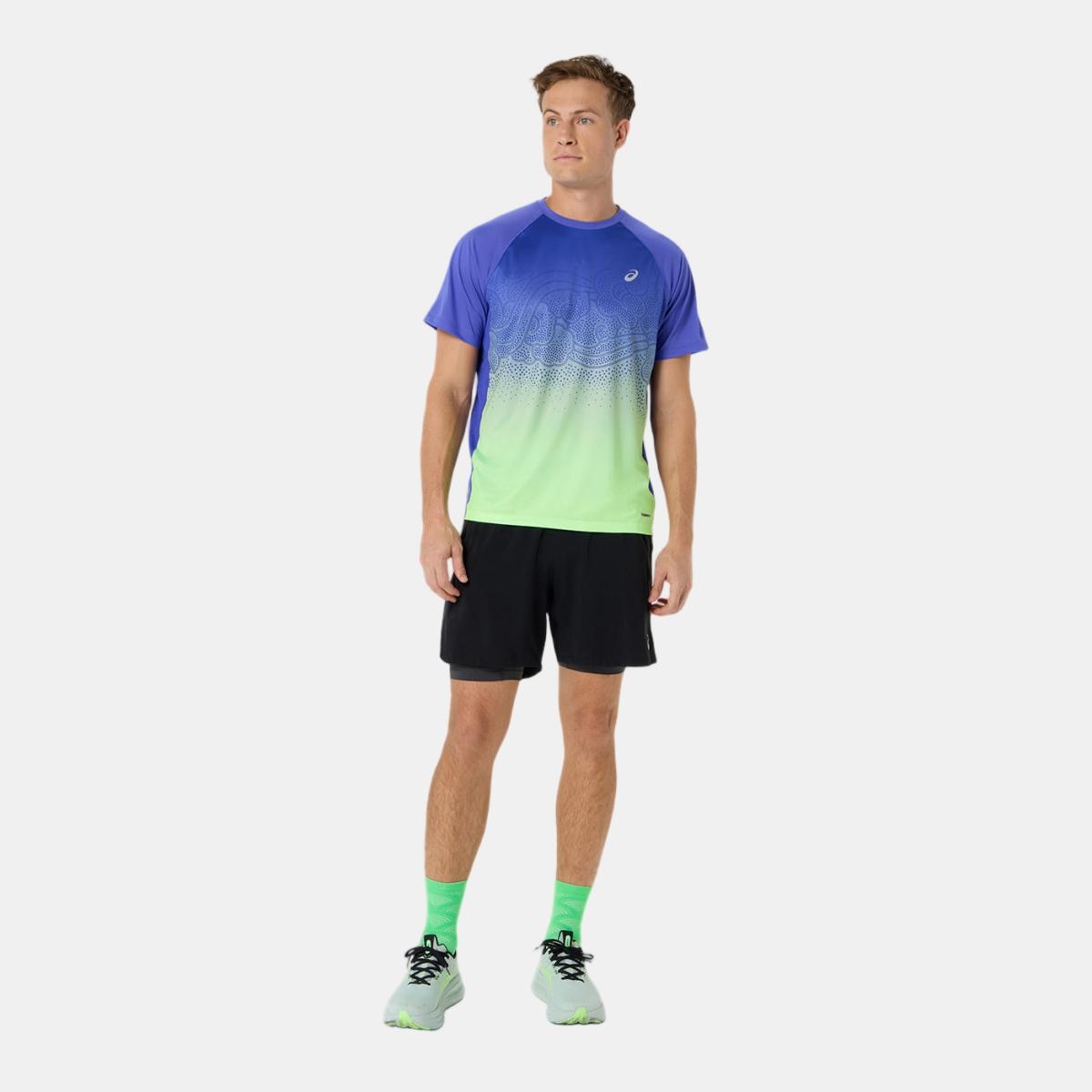 T-shirt de Homem Road Fade SS Top Azul-9