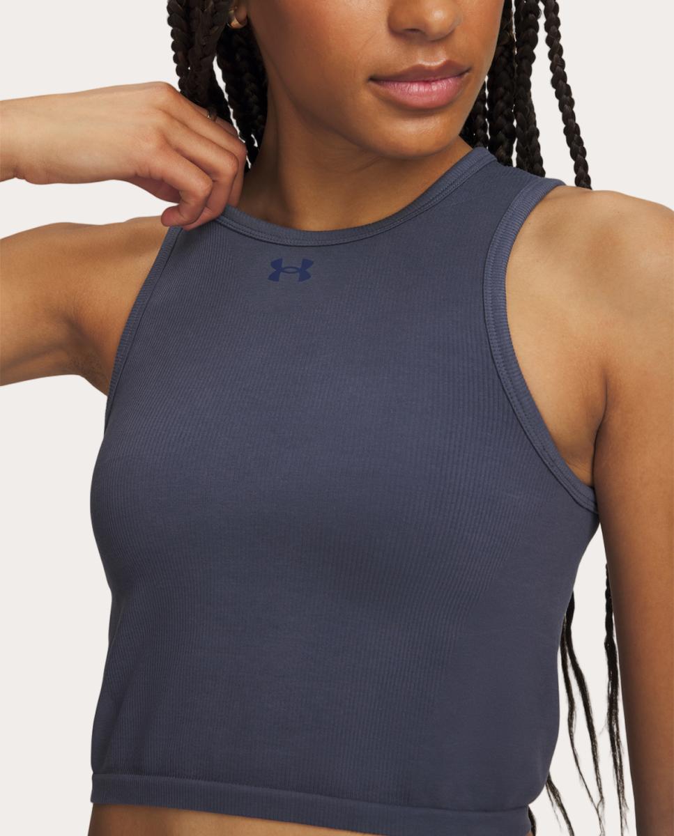 T-shirt de Mulher Seamless Cotton Hand Tank Cinzento azulado-3