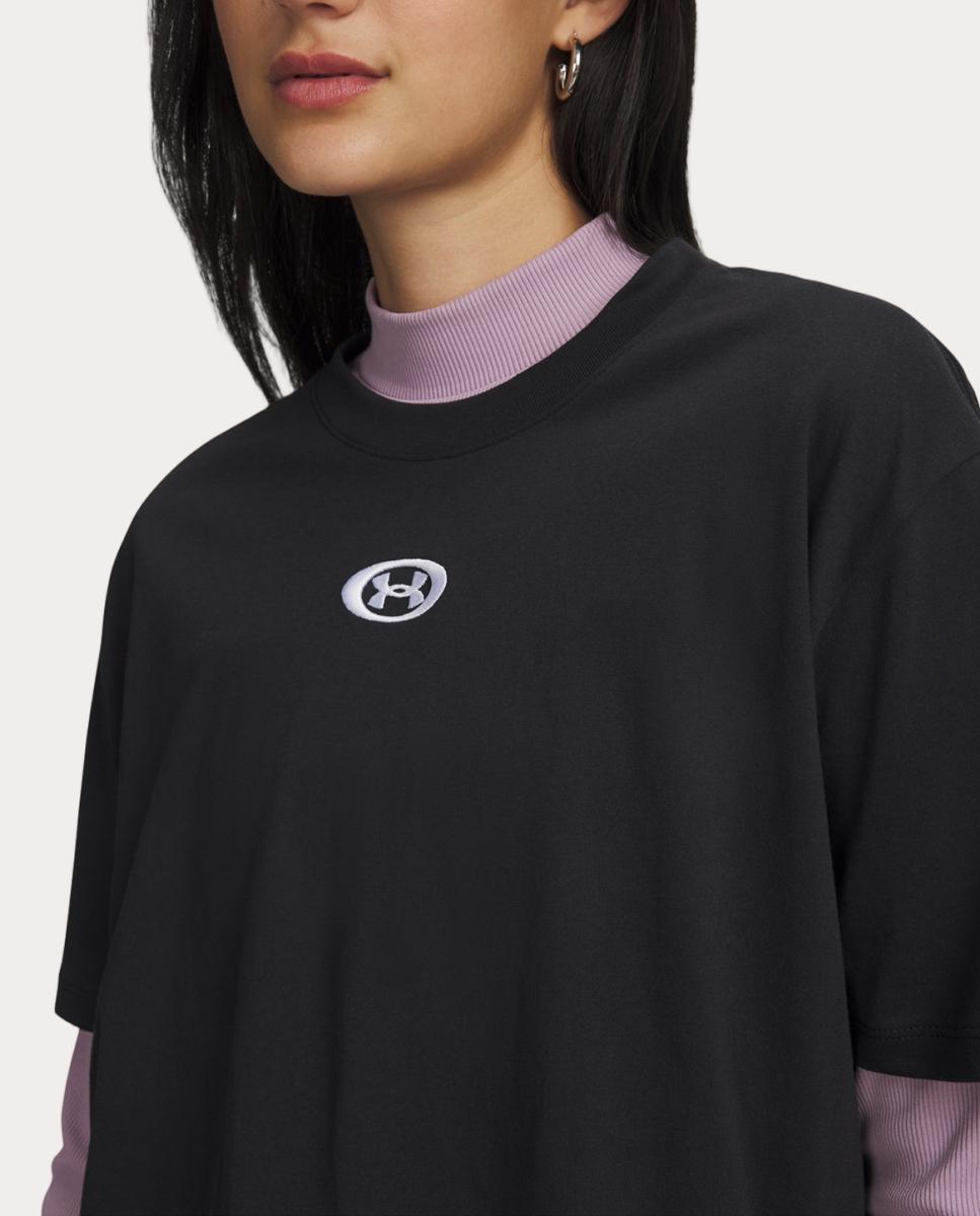 T-shirt de Mulher UA W Center LT SS Preto / Branco-3