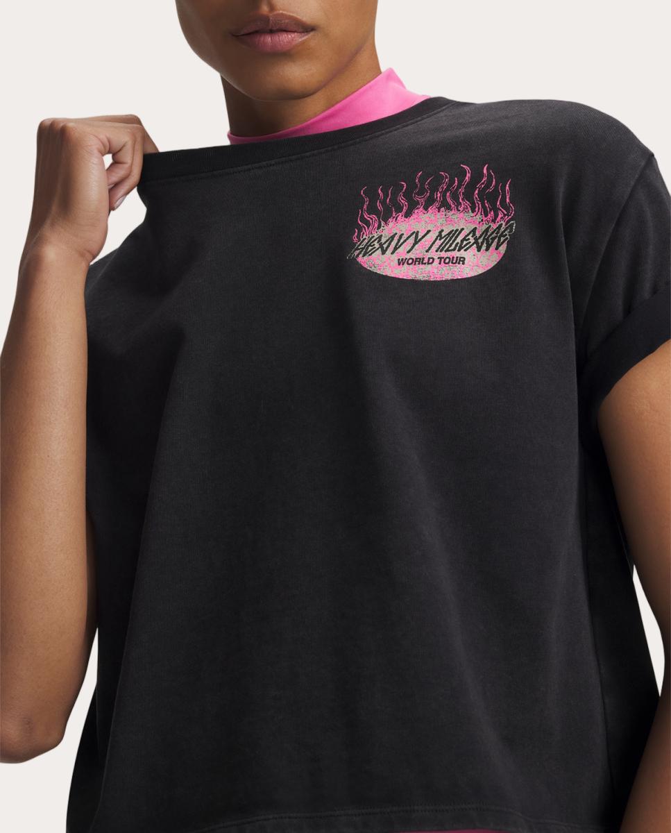 T-shirt de Mulher UA HB Run HW Wash Tour SS Preto-3