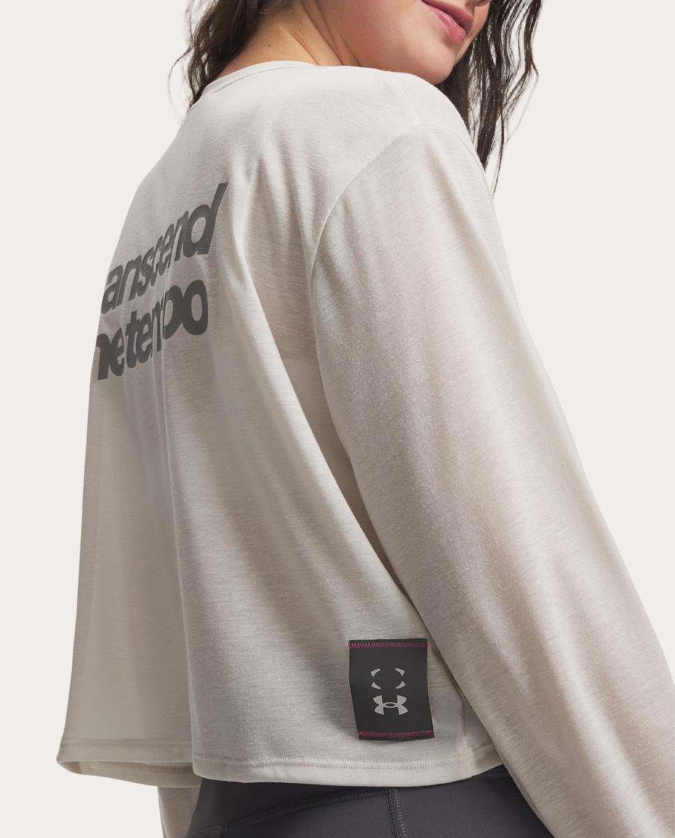 Sweatshirt de Mulher UA HB Run Aeris LS Branco-3