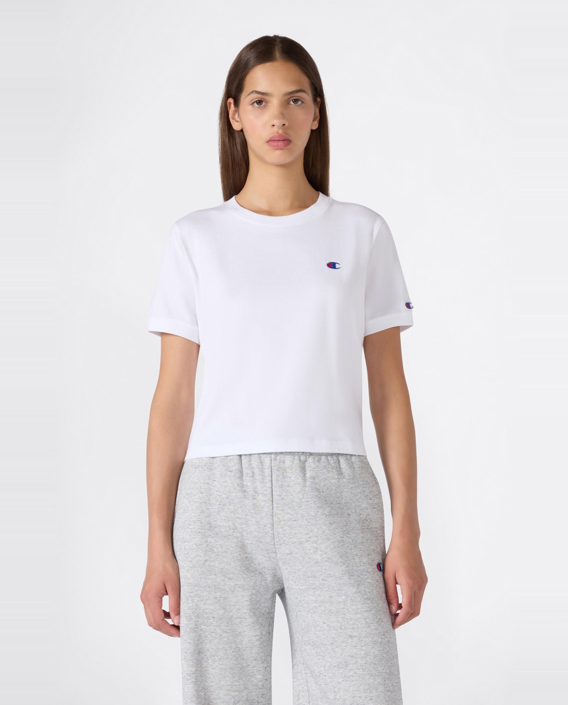 Camisetas Casual de Mujer Crop SS Tee CHAMPION - Blanco Blanco-1
