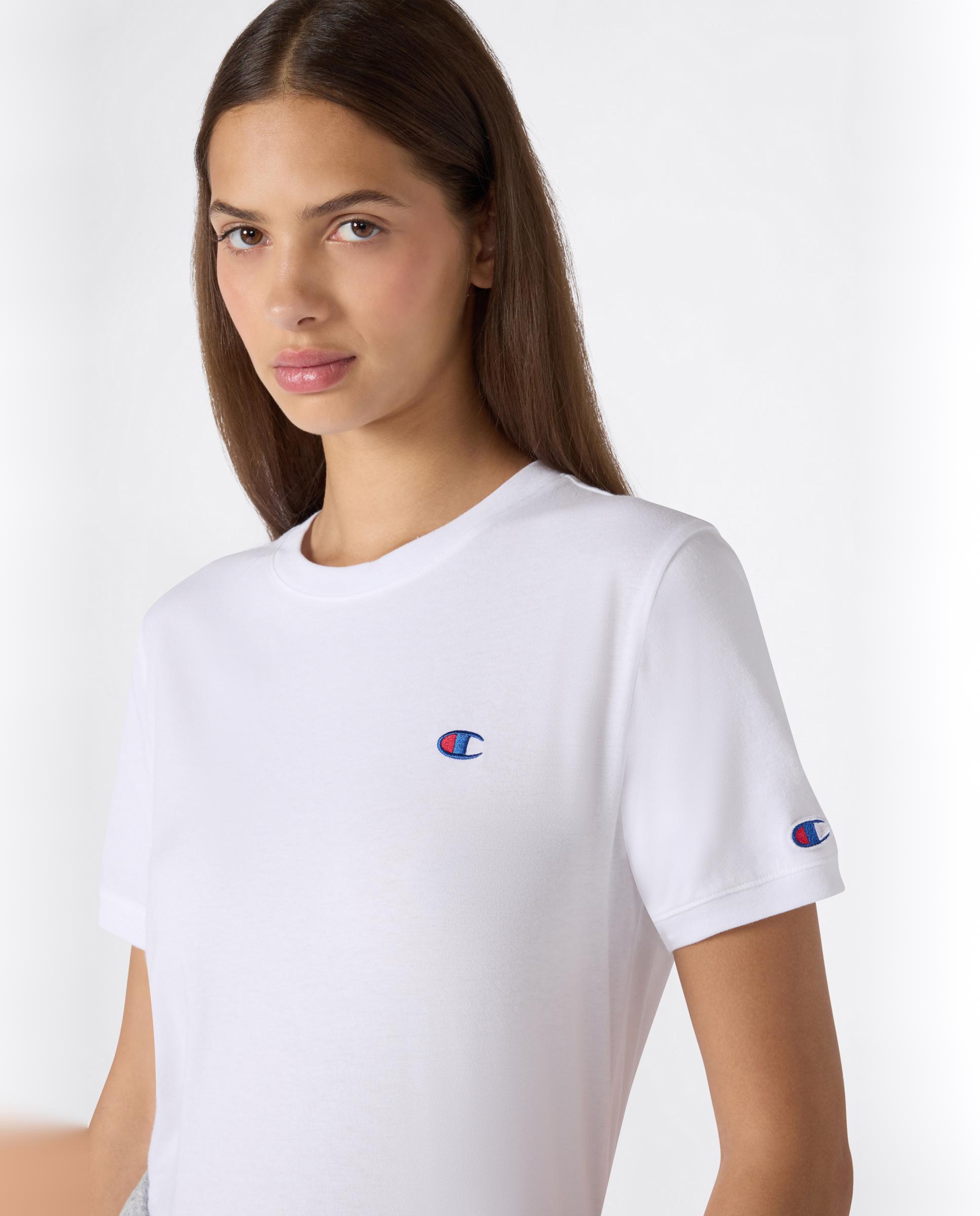 Camisetas Casual de Mujer Crop SS Tee CHAMPION - Blanco Blanco-4