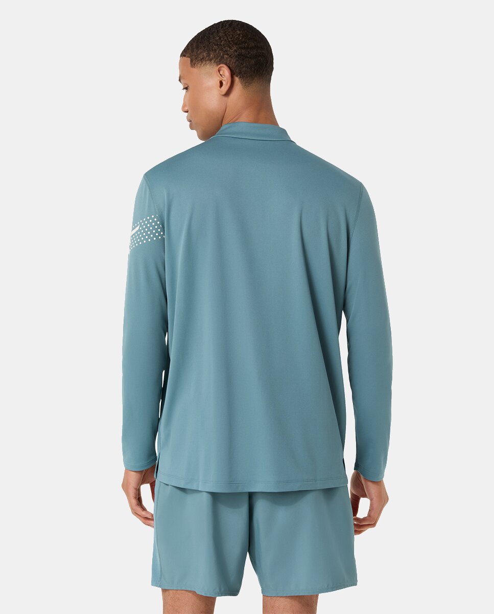 T-shirt de Homem Icon Ls 1/2 Zip Top Cinzento-escuro / Verde-2