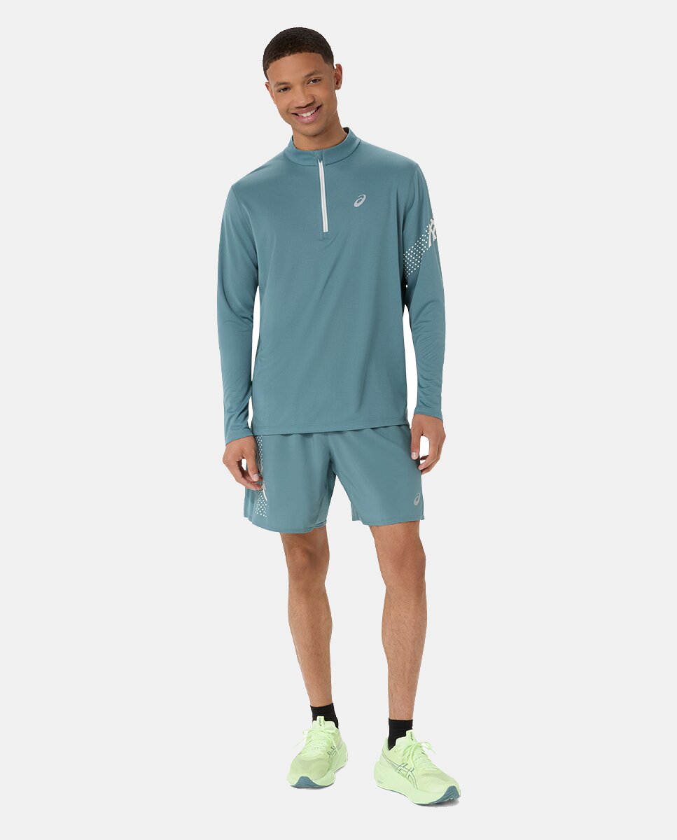 T-shirt de Homem Icon Ls 1/2 Zip Top Cinzento-escuro / Verde-3