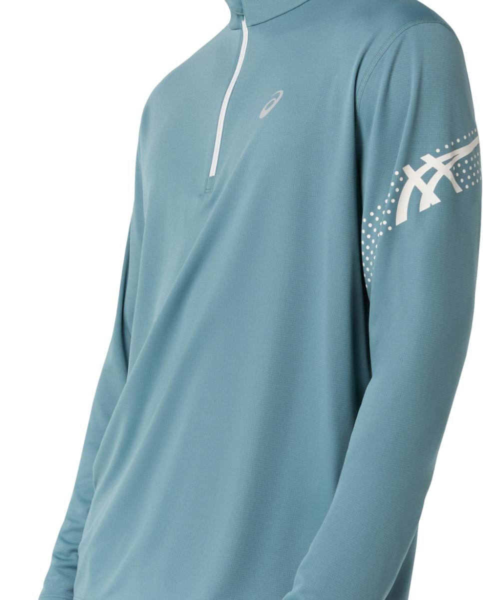 T-shirt de Homem Icon Ls 1/2 Zip Top Cinzento-escuro / Verde-4