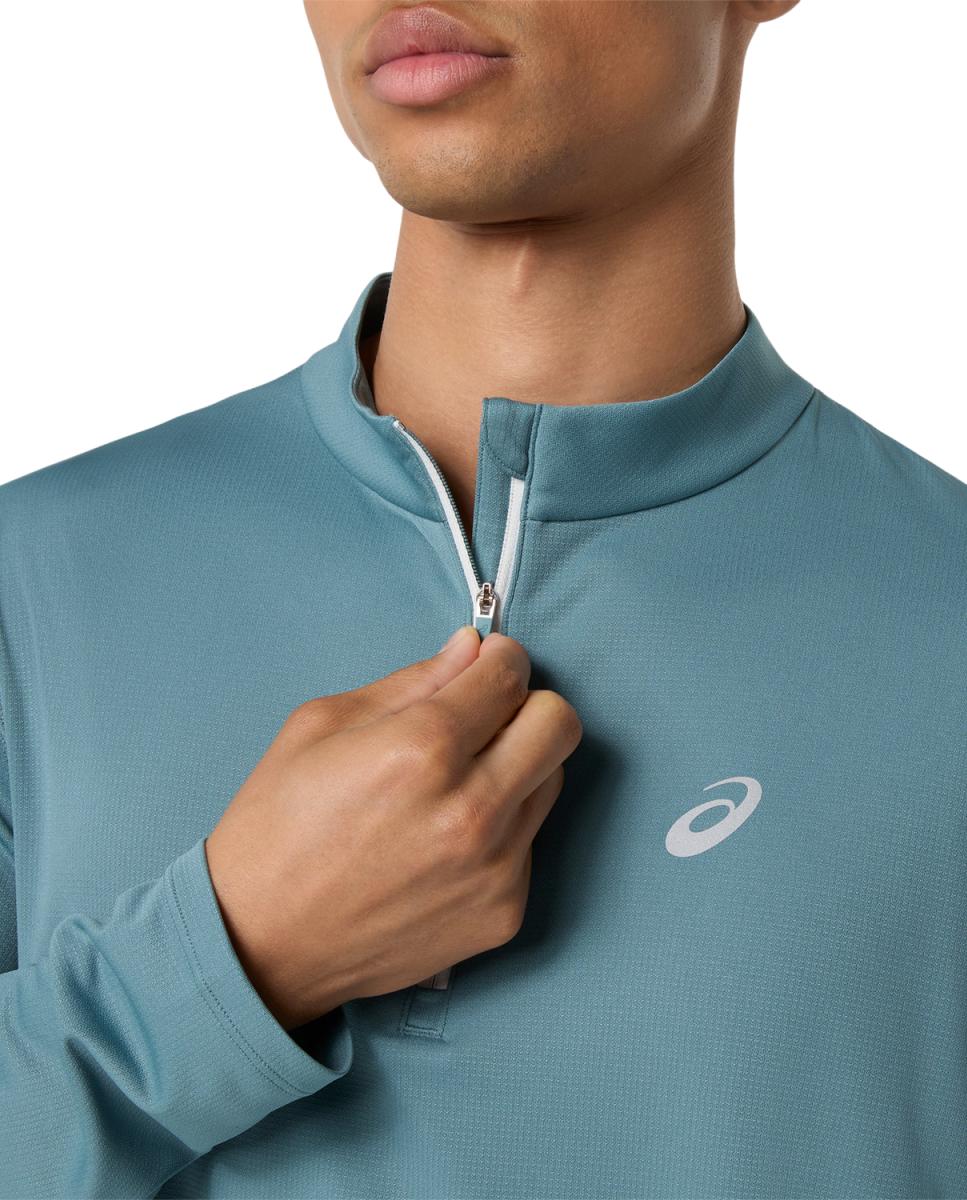 T-shirt de Homem Icon Ls 1/2 Zip Top Cinzento-escuro / Verde-5