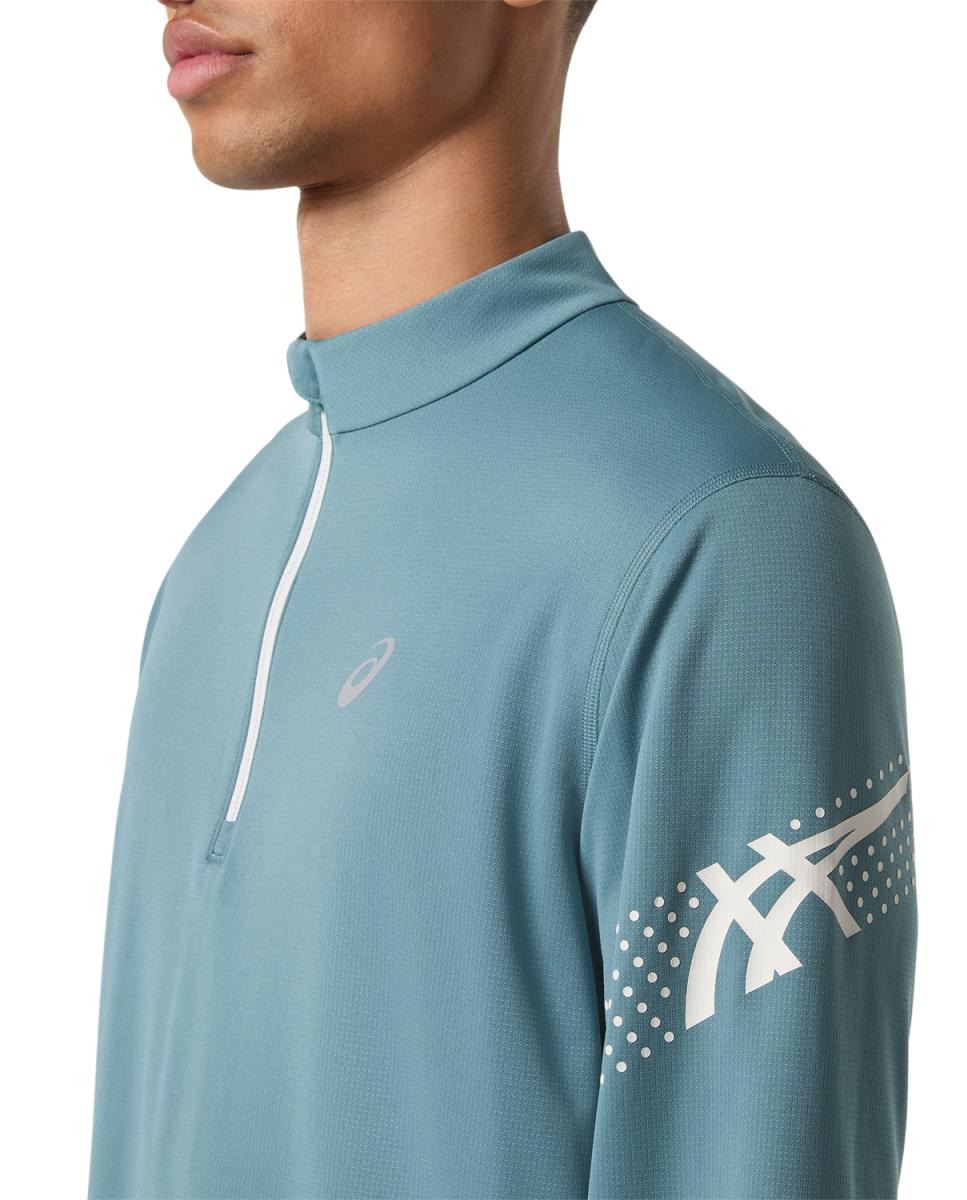 T-shirt de Homem Icon Ls 1/2 Zip Top Cinzento-escuro / Verde-6