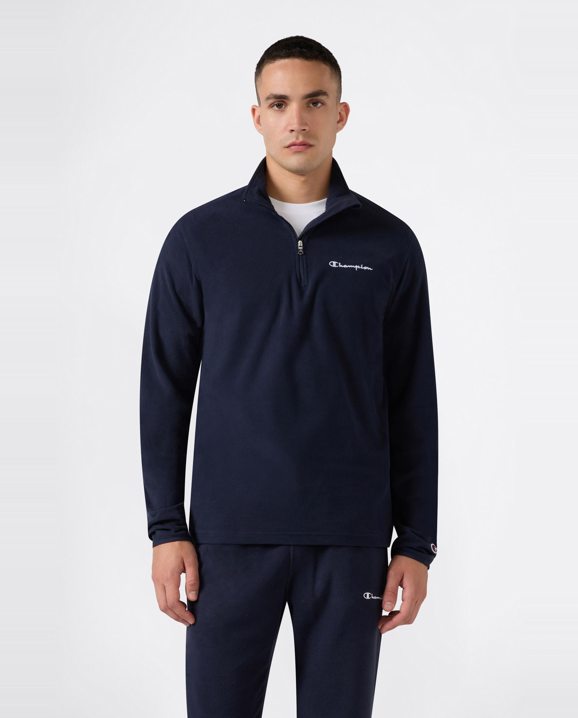 Sweatshirts Casual Half Zip Top Azul-3