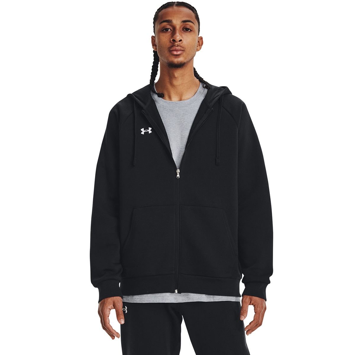 Sweatshirt de Homem UA Rival Fleece FZ Hoodie Preto-1