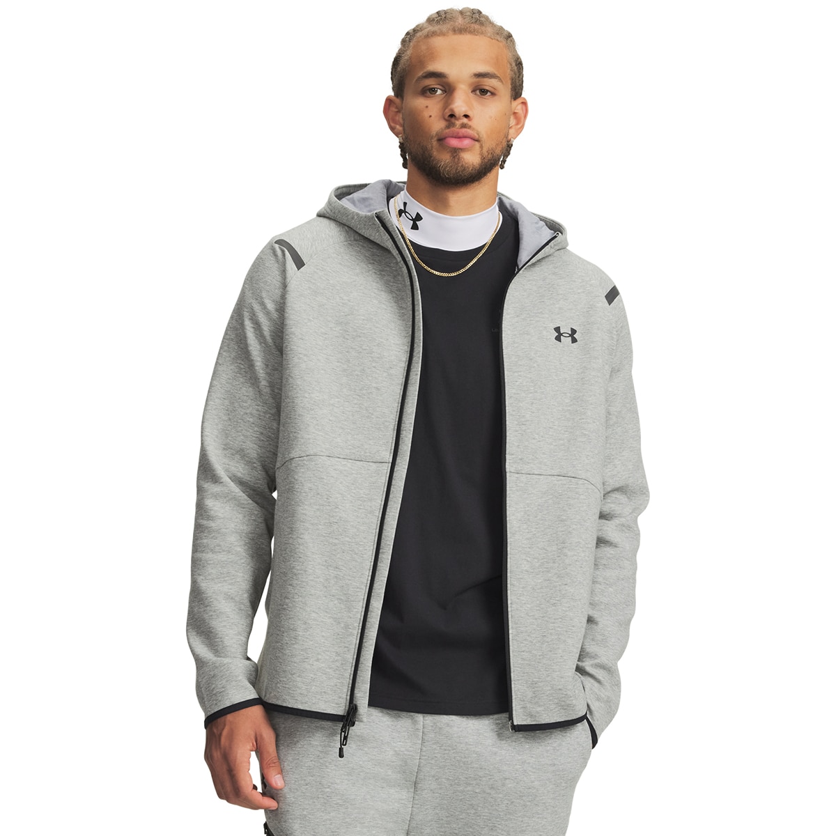 Sweatshirt de Homem Casual UA Unstoppable Flc FZ HD EU Cinzento médio-1