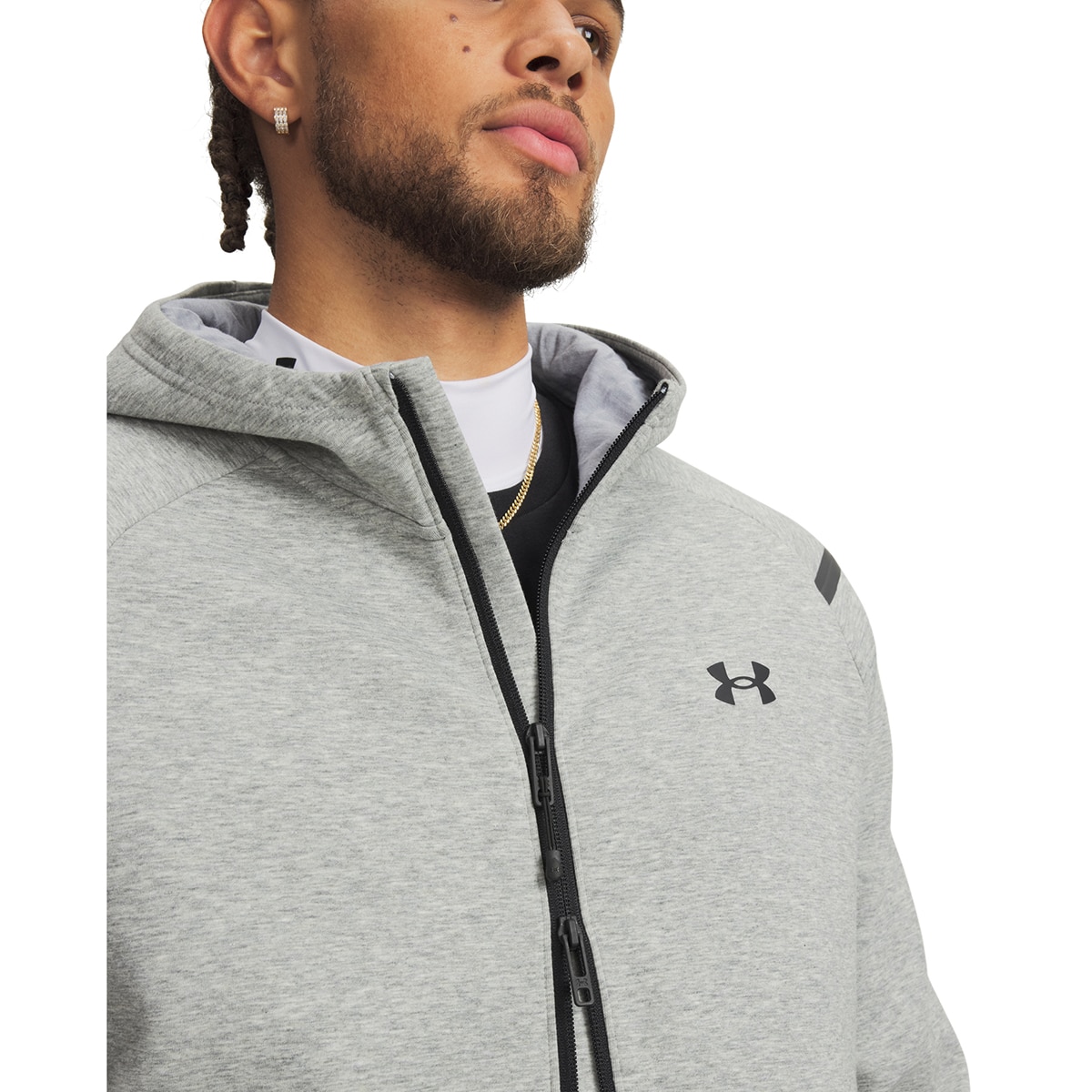 Sweatshirt de Homem Casual UA Unstoppable Flc FZ HD EU Cinzento médio-3