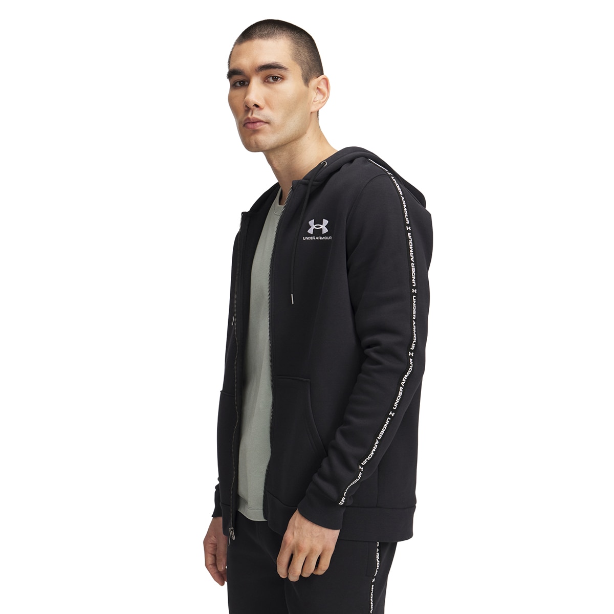 Sweatshirt de Homem Casual UA Icon Fleece FZ Taping Preto-1