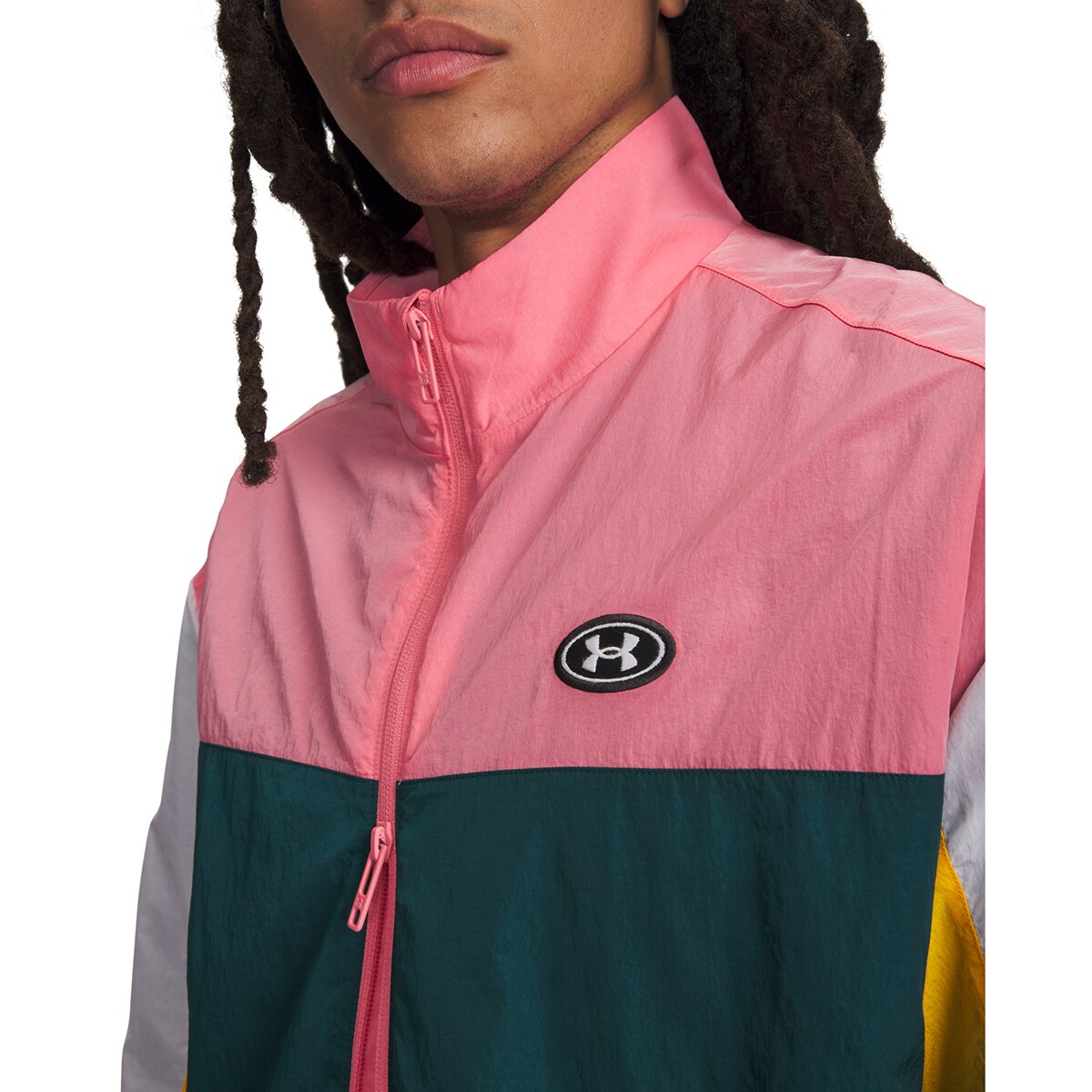 Sweatshirt Casual de Homem UA Icon Woven Track FZ Rosa-4