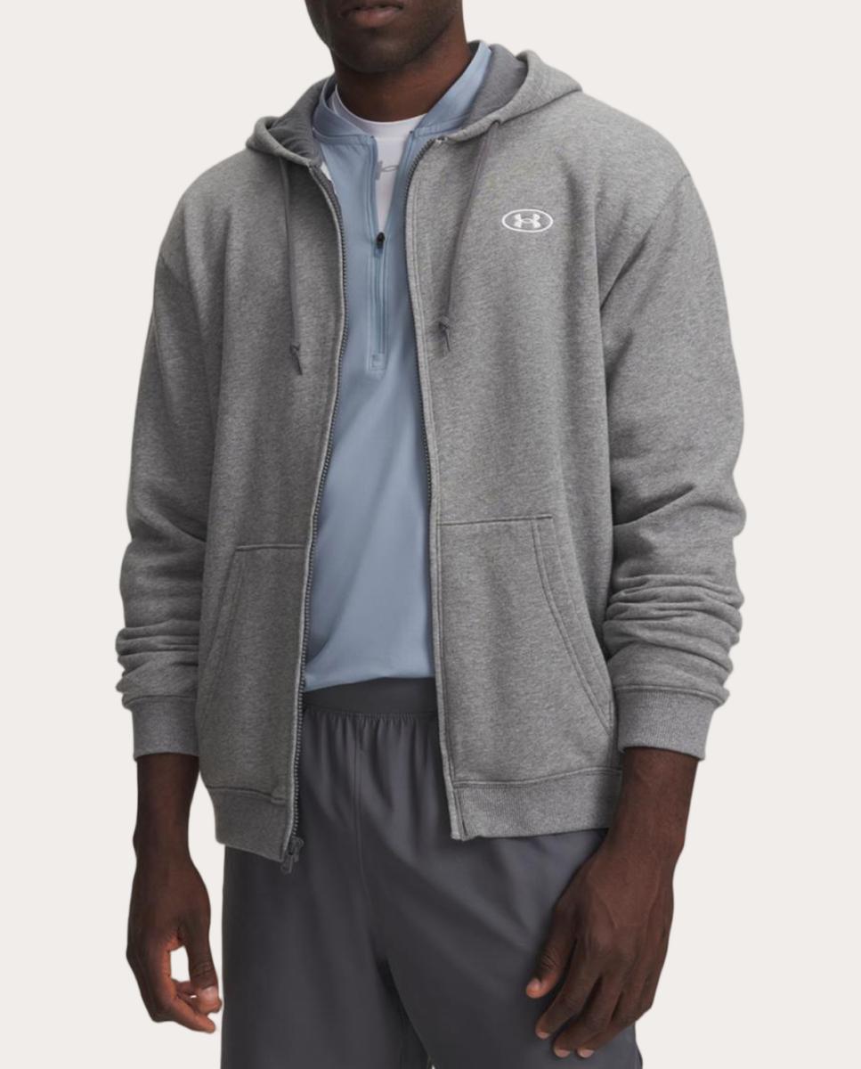 Sweatshirt de Homem UA Rival Flc FZ Cinzento-granito-3