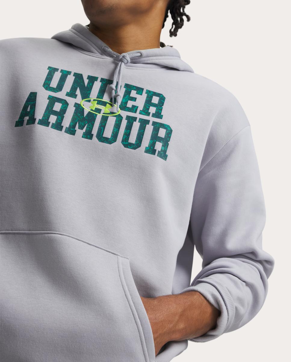 Sweatshirt de Homem UA Rival Flc Camo Fill Hdy Cinzento médio-3