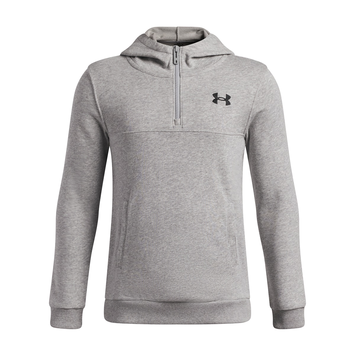 Sweatshirt de Criança Casual UA Rival LW 1/4 Zip Hoodie Cinzento-jaspeado-1