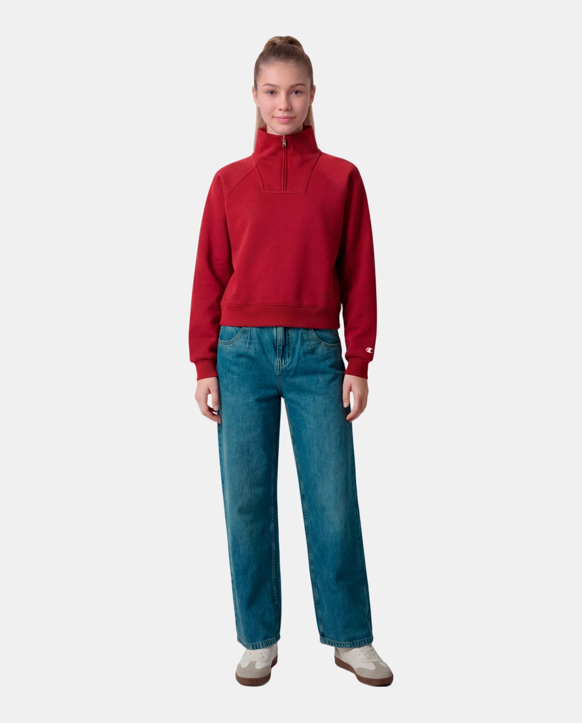 Sweatshirts Casual de Criança Half Zip Sweatshirt Vermelho-3