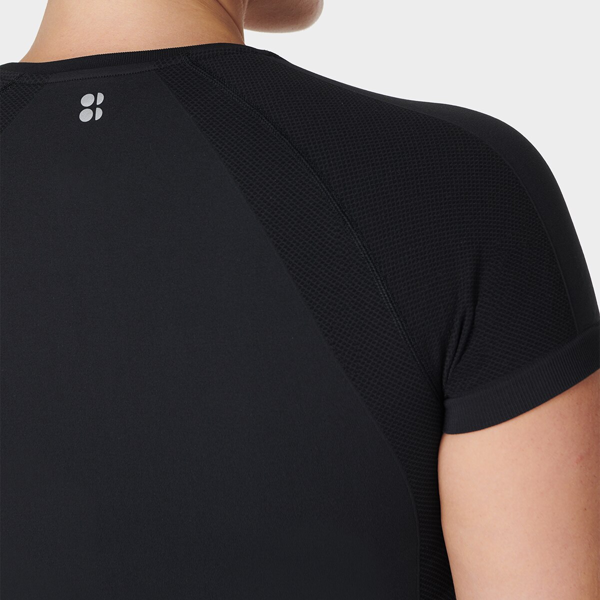 T-shirt de Mulher Athlete Crop Seamless Workout Preto-3