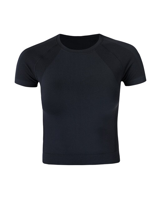 T-shirt de Mulher Athlete Crop Seamless Workout Preto-5