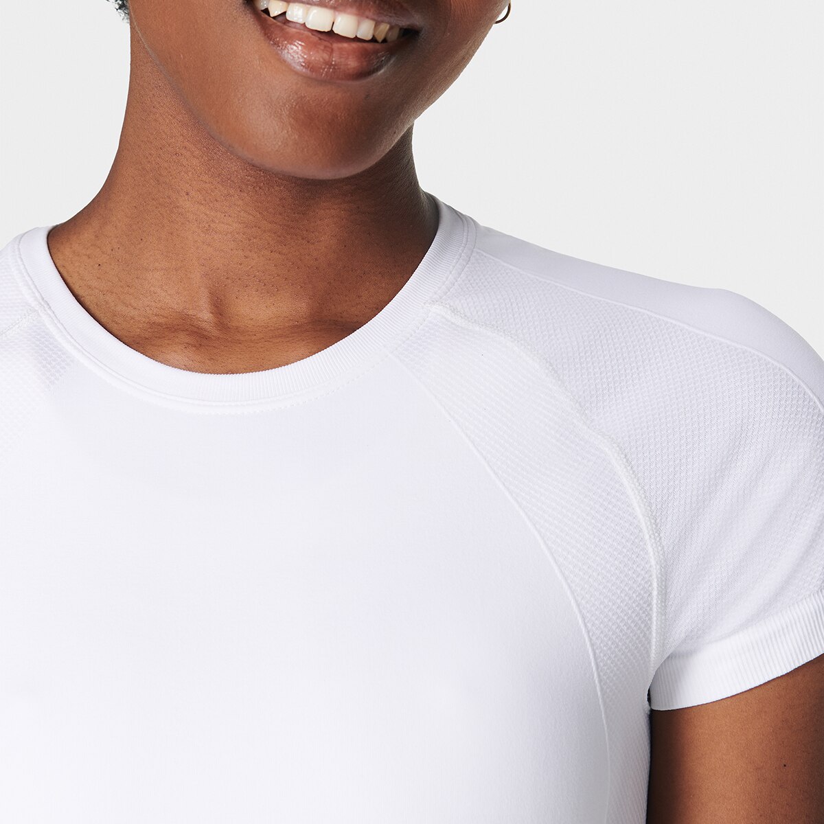 T-shirt M/C de Mulher Athlete Crop Seamless Workout Branco-4