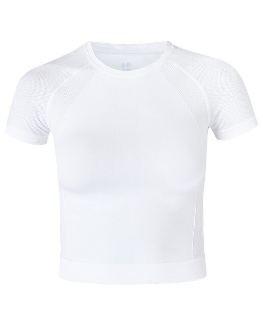 T-shirt M/C de Mulher Athlete Crop Seamless Workout Branco-5