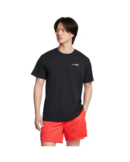 T-shirt Casual de Homem Ua Hw Armour Label Ss-Blk Preto-1