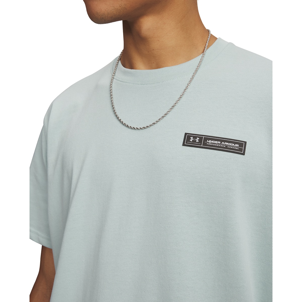 T-shirt Casual de Homem UA HW Armour Label SS Azul-esverdeado-3