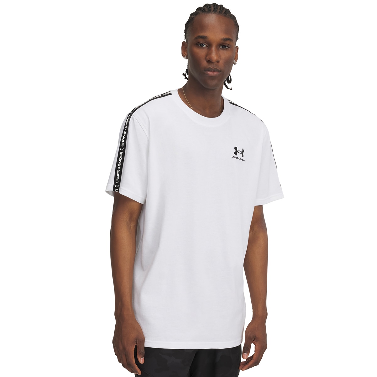 T-shirts de Homem Casual UA Icon HWT Tee Taping Branco-1