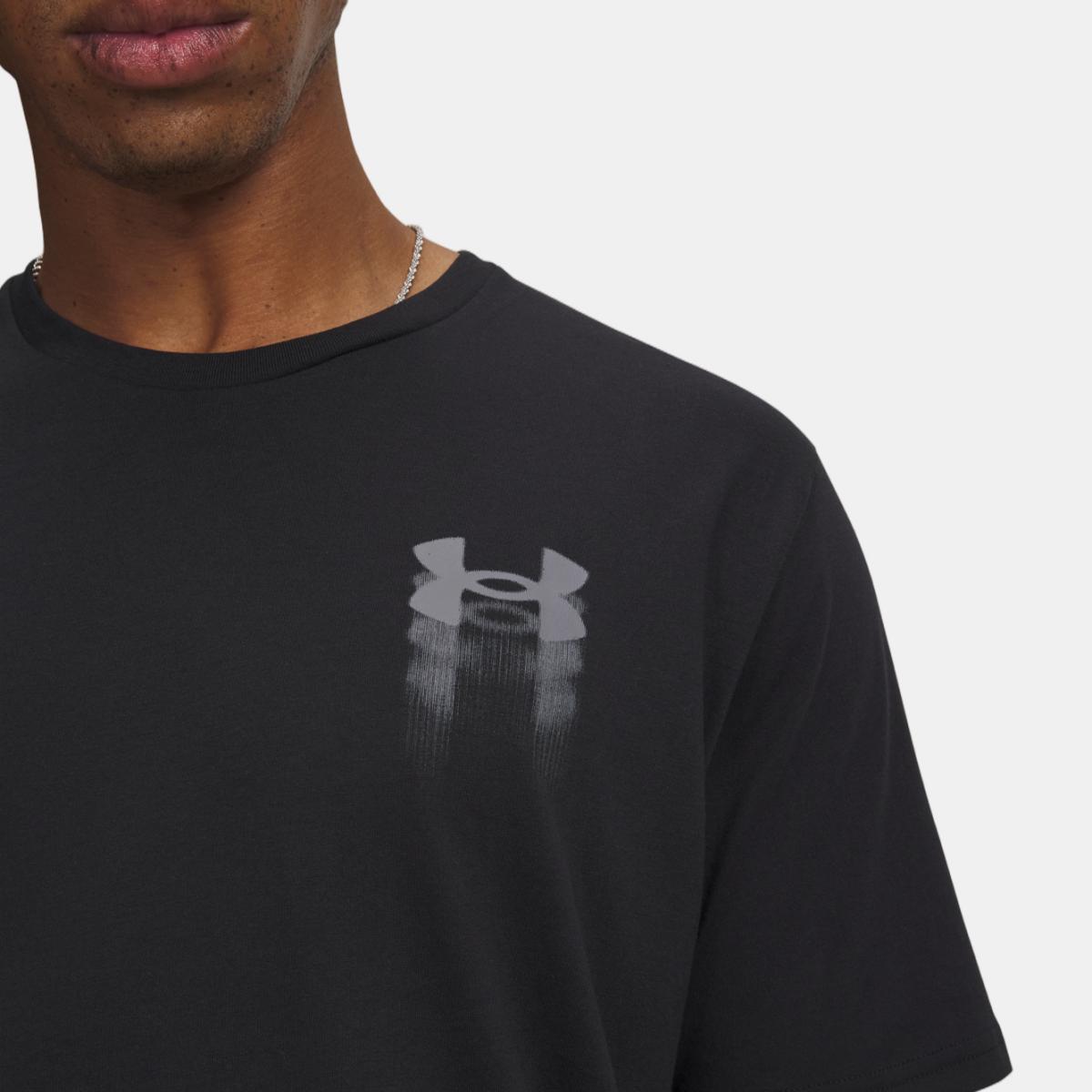 T-shirt Casual de Homem UA M Blur Logo SS Preto-3