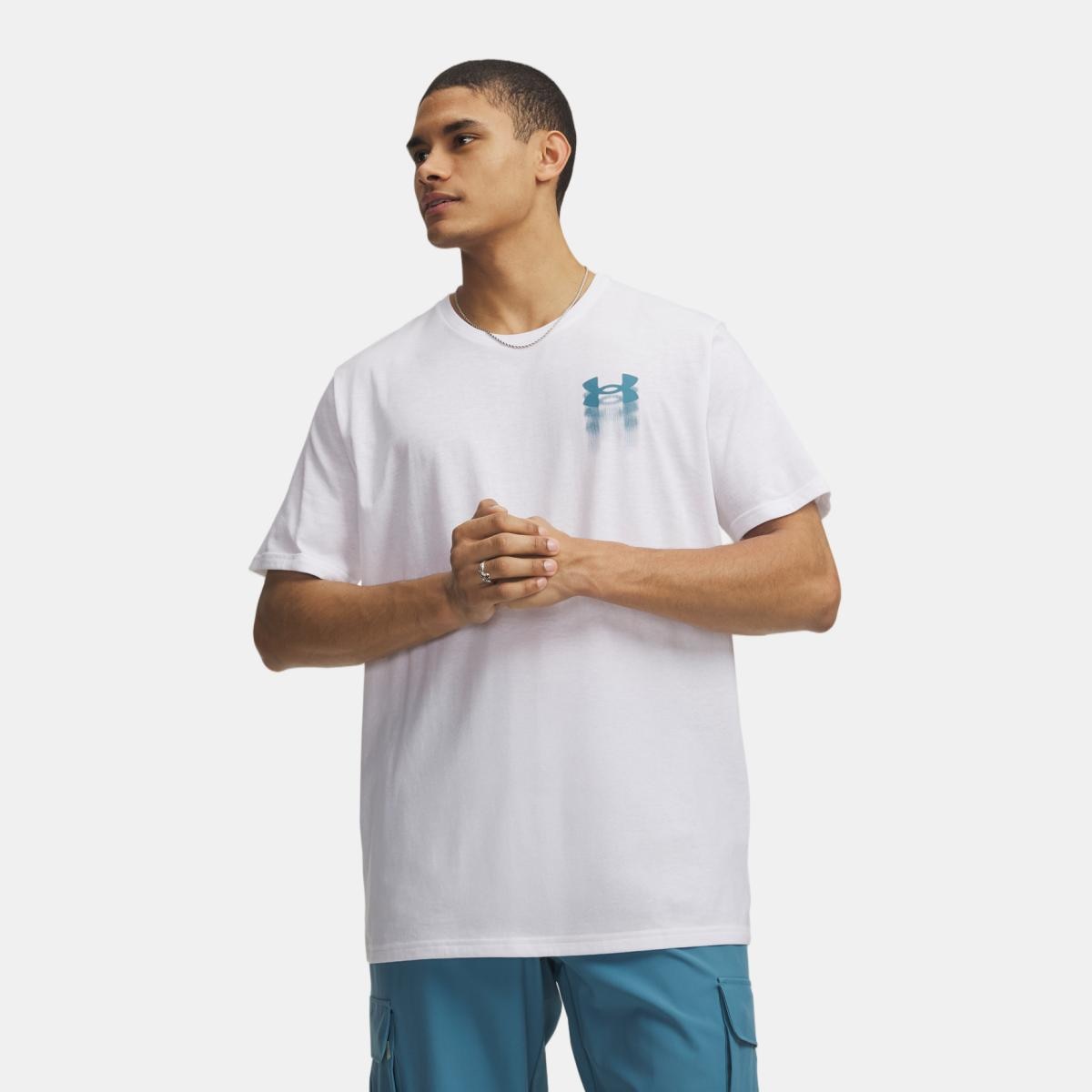 T-shirt Casual de Homem UA M Blur Logo SS Branco-1