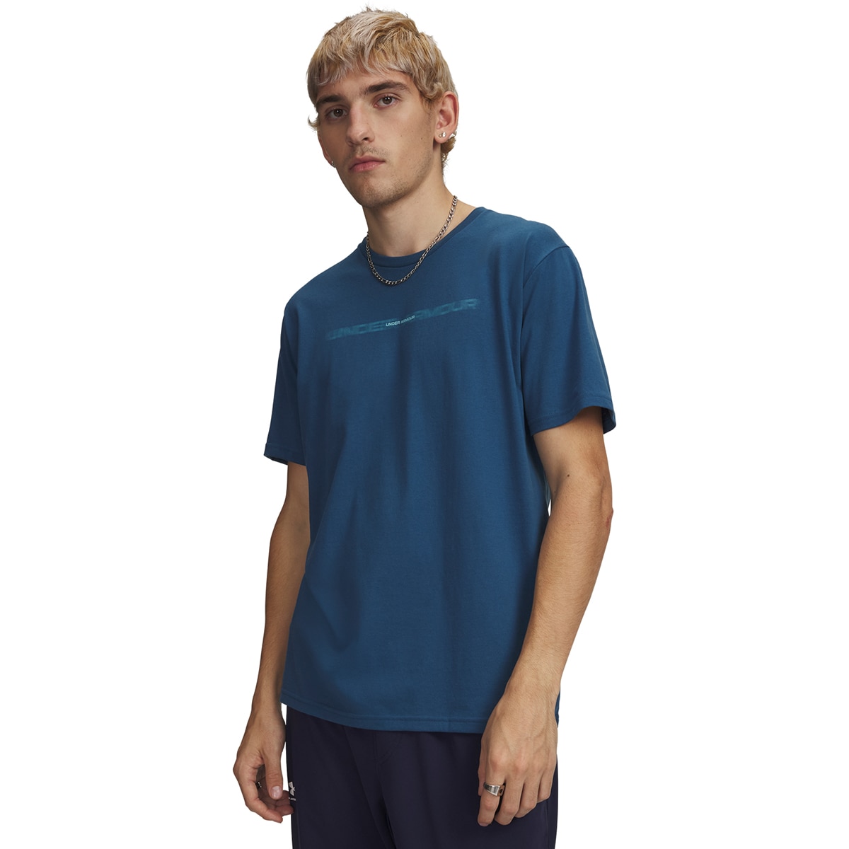 T-shirt Casual de Homem UA M Blur WM SS Azul-escuro-1