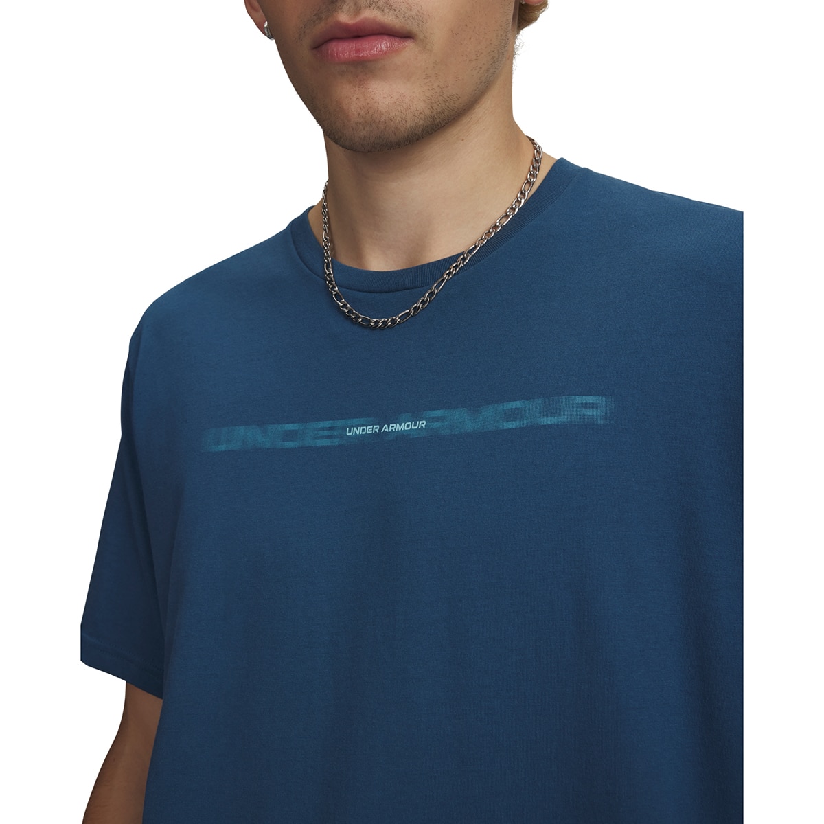 T-shirt Casual de Homem UA M Blur WM SS Azul-escuro-3