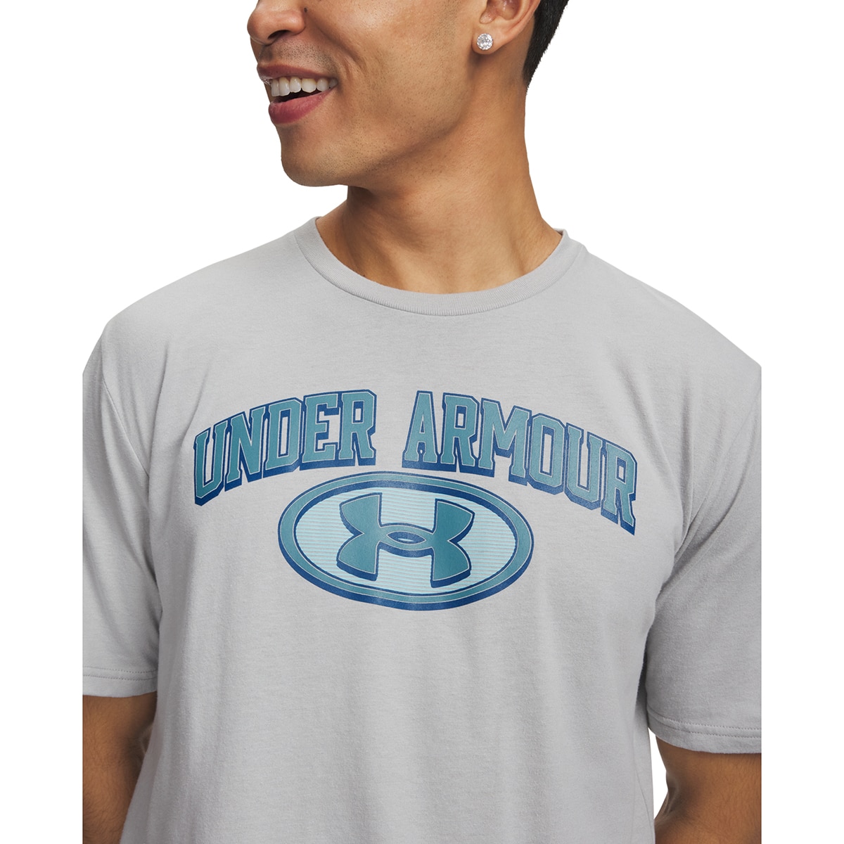T-shirt Casual de Homem UA M WM Locker Tag SS Cinzento médio-3
