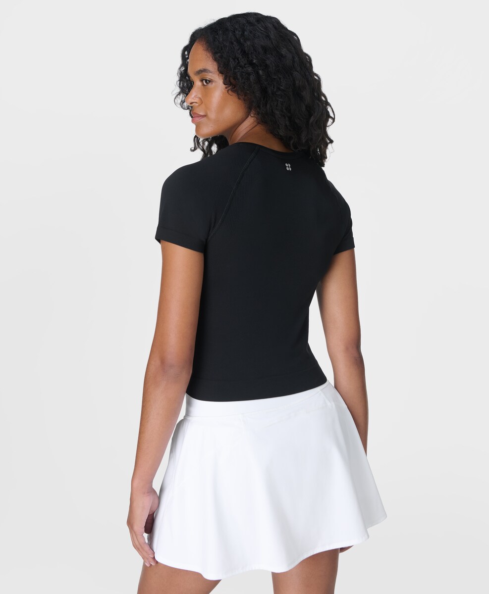 T-shirt M/C de Mulher Athlete Crop Seamless Workout Preto-2