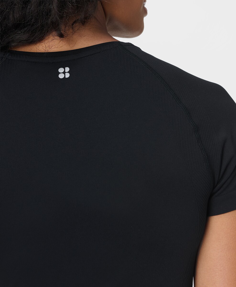 T-shirt M/C de Mulher Athlete Crop Seamless Workout Preto-3